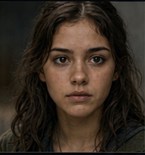 Kim — a determined teenage girl with long dark hair