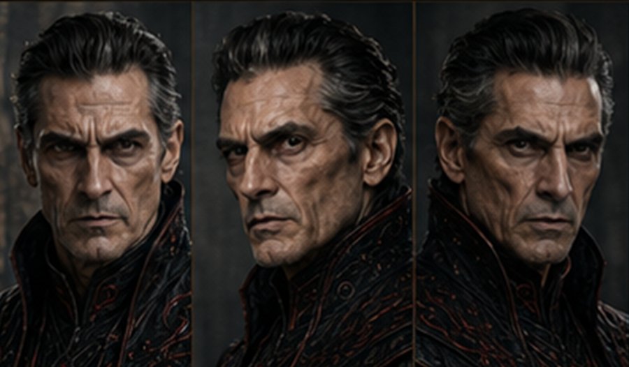Xander — an imposing older sorcerer with slicked-back hair and deep-set eyes